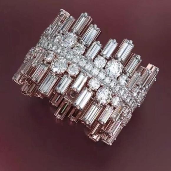 NEW 925 STERLING SILVER DIAMOND ROUND SQUARE RING, CUTE RING, SHINY RING. - Picture 1 of 6